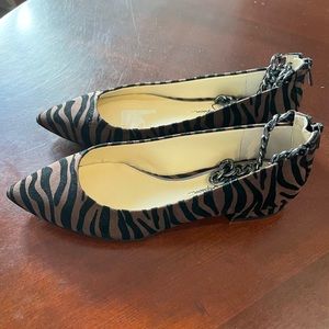 Jessica Simpson Lanna Pointed Toe Brown and Black Tiger Stripe Flat - Size 7.5